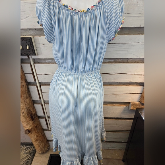 Blue Striped Dress with Colorful Accents - Picture 5 of 5